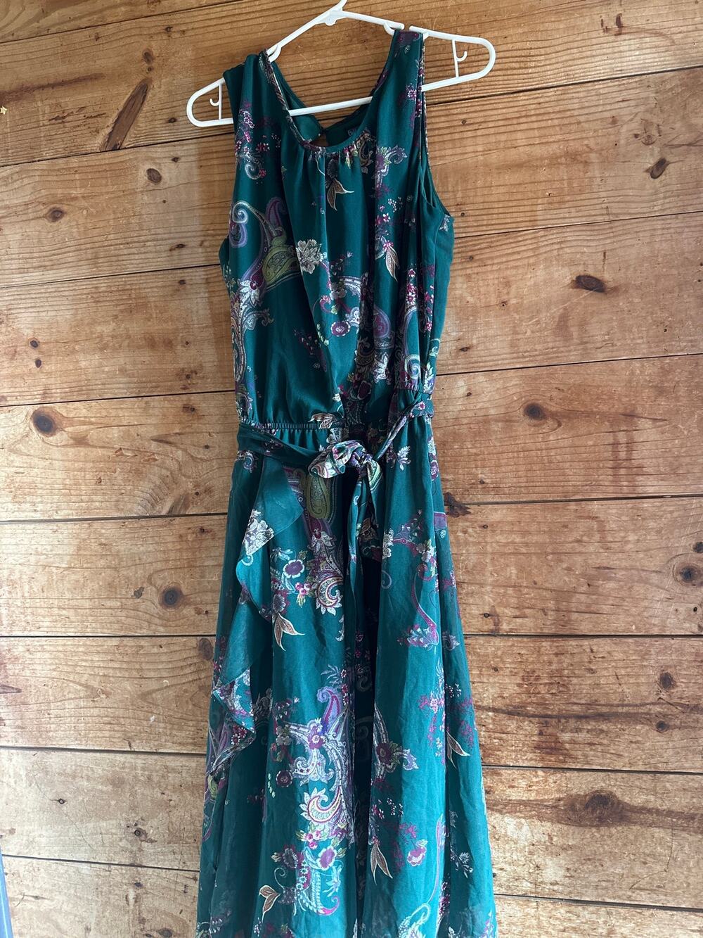 Gabby Skye Paisley Floral Ruffle Dress
